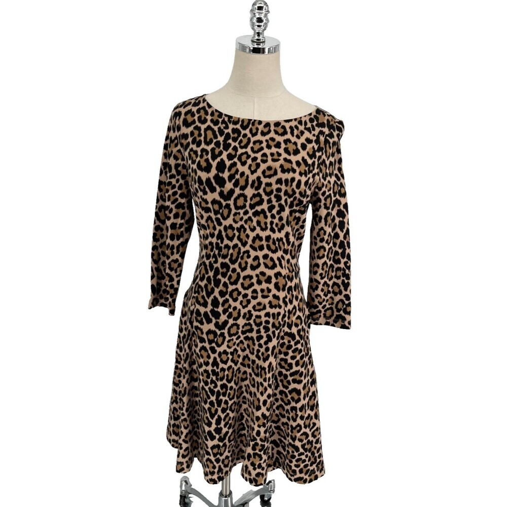 Kate Spade New York Dress Women's Size 6 Leopard Fit & Flare Chic Classic Core